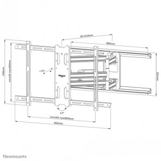 NEOMOUNTS SELECT SCREEN WALL MOUNT (FULL MOTION, 3 PIVOTS, VESA 800X400)