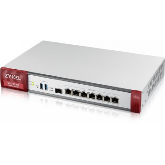 ZYXEL USG FLEX500, 7 GIGABIT USER-DEFINABLE PORTS, 1*SFP, 2* USB (DEVICE ONLY)