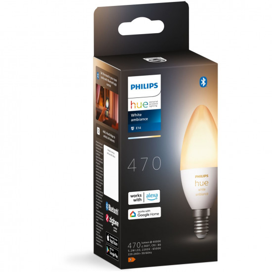 Philips Hue White Ambiance E14 Kerze Einzelpack 470lm