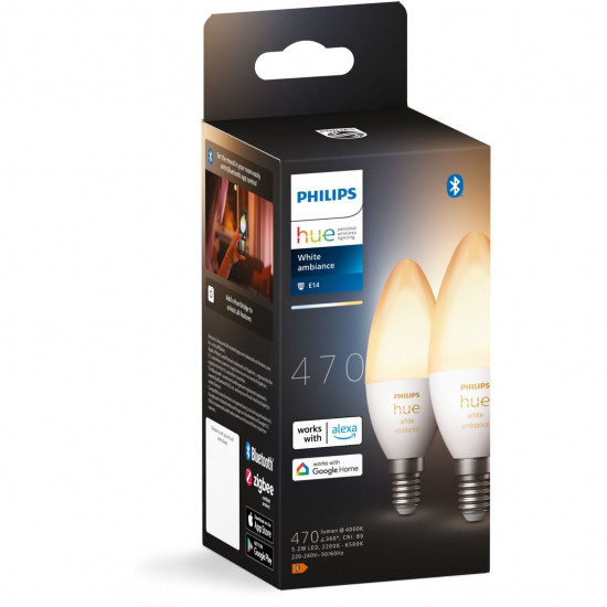 Philips Hue White Ambiance E14 Kerze Doppelpack 2x470lm