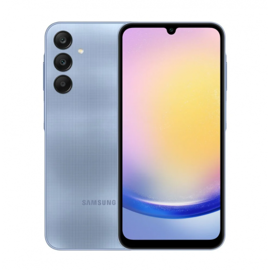 Samsung | Galaxy | A25 (A256) | Blue | 6.5  | Super AMOLED | 1080 x 2340 pixels | Exynos 1280 (5 nm) | Internal RAM 6 GB | 128 GB | Dual SIM | Nano-SIM | 3G | 4G | 5G | Main camera resolution 50+8+2 MP | Secondary camera resolution 13 MP | Android | 14