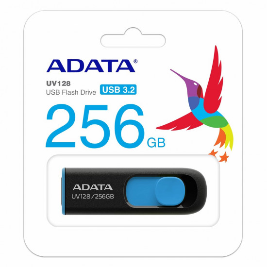 ADATA UV128 USB flash drive 256 GB USB Type-A 3.2 Gen 1 (3.1 Gen 1) Black, Blue