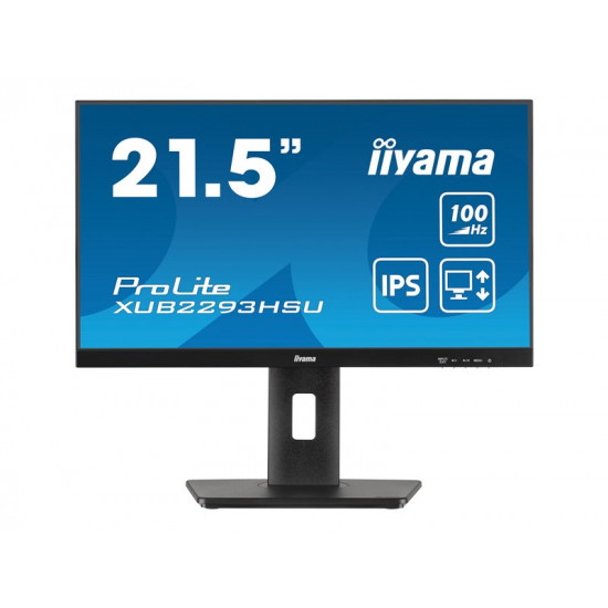 IIYAMA XUB2293HSU-B7 21.5inch IPS FHD 100Hz 300cd/m2 1ms HDMI DP 2xUSB 2.0 Speakers 15cm Height Adj. Stand (P)