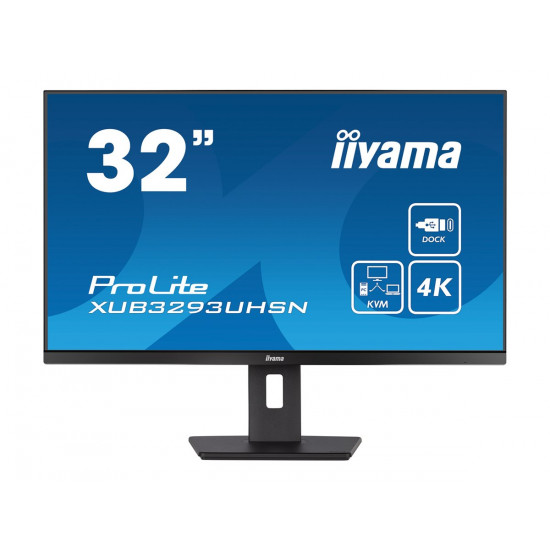 IIYAMA XUB3293UHSN-B5 32inch ETE IPS 3840x2160 UHD 1000:1 350cd/m2 4ms HDMI DP USB-C Dock LAN 65W PD Speakers 15cm Height Adj. (P)