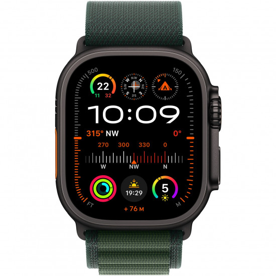 APPLE 49mm Dark Green AlpineLoop -Medium - Black Titanium Finish