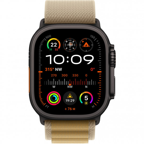 APPLE 49mm Tan AlpineLoop -Medium - Black Titanium Finish