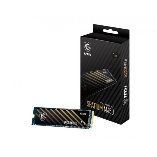 SSD|MSI|SPATIUM M450|1TB|M.2|PCIe Gen4|NVMe|3D NAND|Write speed 2400 MBytes/sec|Read speed 3400 MBytes/sec|2.15mm|TBW 350 TB|MTBF 1500000 hours|S78-440L0M0-P83