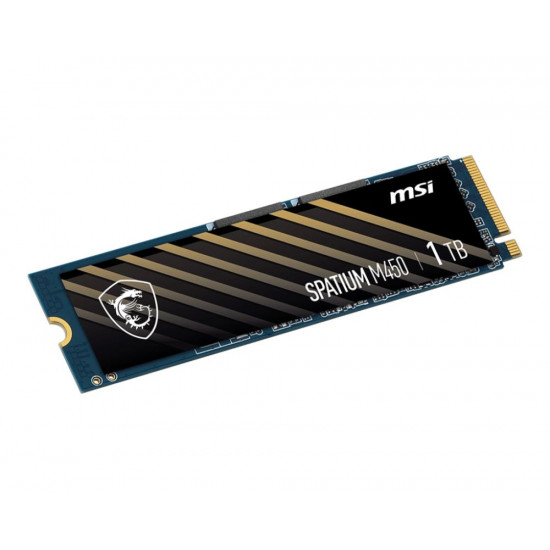 SSD|MSI|SPATIUM M450|1TB|M.2|PCIe Gen4|NVMe|3D NAND|Write speed 2400 MBytes/sec|Read speed 3400 MBytes/sec|2.15mm|TBW 350 TB|MTBF 1500000 hours|S78-440L0M0-P83