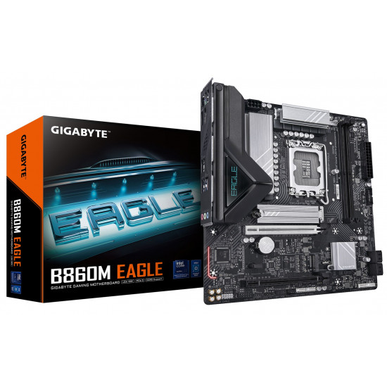 GIGABYTE B860M EAGLE Motherboard - Intel Core Ultra Series CPUs, 6+1+2+1 Phases VRM, up to 9066MHz DDR5, 1xPCIe 5.0 + 1xPCIe 4.0 M.2, 2.5GbE LAN, USB 3.2 Gen 1