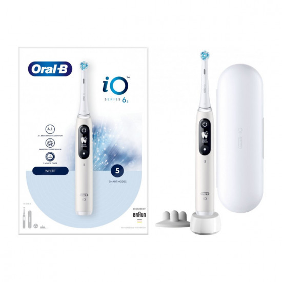 Oral-B Electric Toothbrush | iO6 | Rechargeable | For adults | Number of brush heads included 1 | Number of teeth brushing modes 5 | White