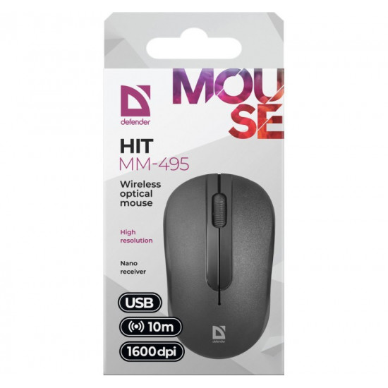 MOUSE DEFENDER HIT MM-495 RF OPTIC BLACK 1600dpi 3P