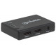 Manhattan HDMI Splitter 4-Port (Compact), 4K@30Hz, Displays output from x1 HDMI source to x4 HD displays (same output to four displays), AC Powered (cable 0.7m), Black, Three Year Warranty, Retail Box