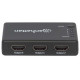 Manhattan HDMI Splitter 4-Port (Compact), 4K@30Hz, Displays output from x1 HDMI source to x4 HD displays (same output to four displays), AC Powered (cable 0.7m), Black, Three Year Warranty, Retail Box