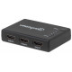 Manhattan HDMI Splitter 4-Port (Compact), 4K@30Hz, Displays output from x1 HDMI source to x4 HD displays (same output to four displays), AC Powered (cable 0.7m), Black, Three Year Warranty, Retail Box