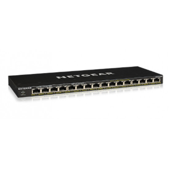 Netgear GS316P Unmanaged Gigabit Ethernet (10/100/1000) Power over Ethernet (PoE) Black