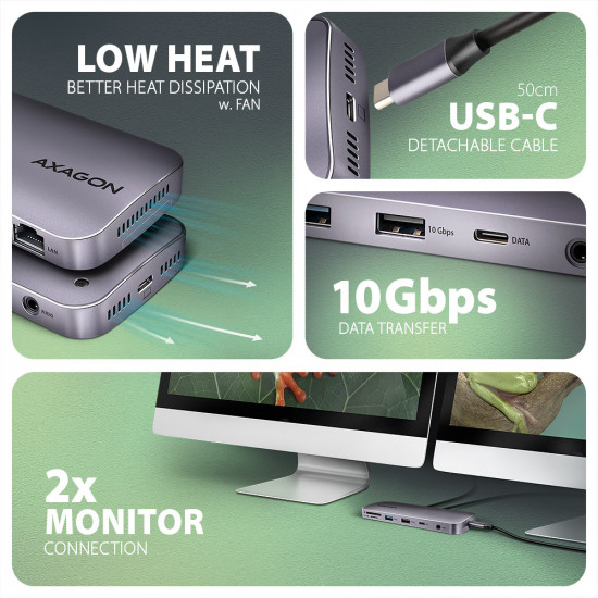 AXAGON USB-C 10Gbps GEN2COMBO 12in1 Hub | HMC-12GM2