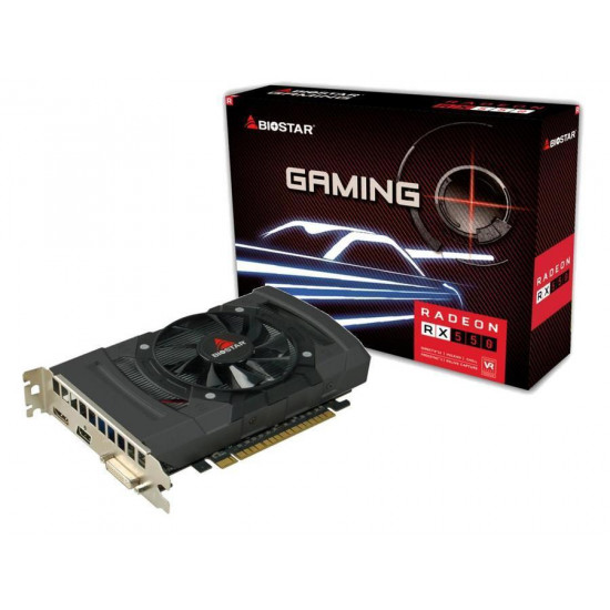 Graphics Card|BIOSTAR|AMD Radeon RX 550|4 GB|GDDR5|128 bit|PCIE 3.0 16x|GPU 1100 MHz|Single Slot Fansink|1xDVI-D|1xHDMI|1xDisplayPort|VA5505RF41