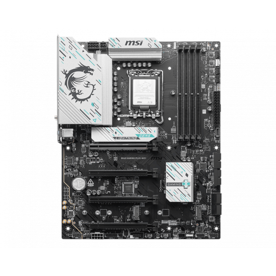 MSI B860 GAMING PLUS WIFI | Processor family Intel | Processor socket LGA1851 | DDR5 | Supported hard disk drive interfaces SATA, M.2 | Number of SATA connectors 4