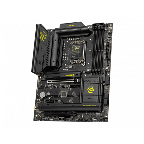 MSI MAG B860 TOMAHAWK WIFI | Processor family Intel | Processor socket LGA1851 | DDR5 | Supported hard disk drive interfaces SATA, M.2 | Number of SATA connectors 4