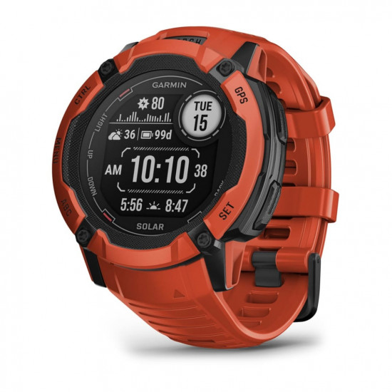 Garmin Instinct 2X Solar 2.79 cm (1.1) MIP 50 mm Digital 176 x 176 pixels Touchscreen Red GPS (satellite)