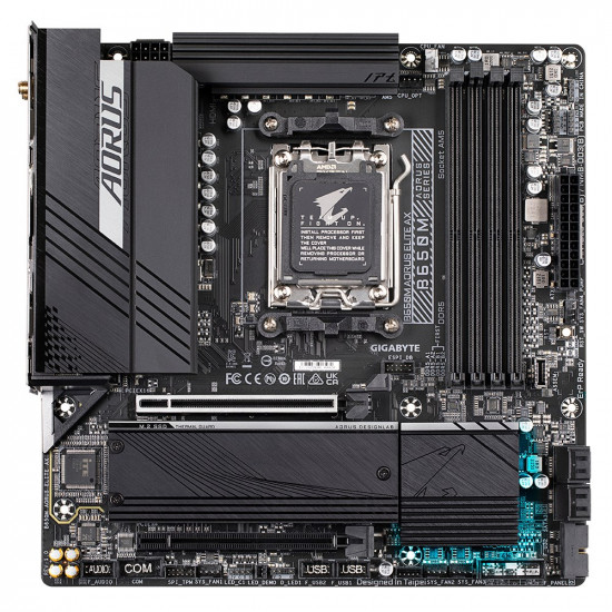 GIGABYTE B650M AORUS ELITE AX Motherboard - AMD Ryzen 9000 Series CPUs, 12+2+1 Phases VRM, up to 8000MHz DDR5 (OC), 1xPCIe 5.0 + 1xPCIe 4.0 M.2, 2.5GbE LAN, WIFI 6E, USB 3.2 Gen 2