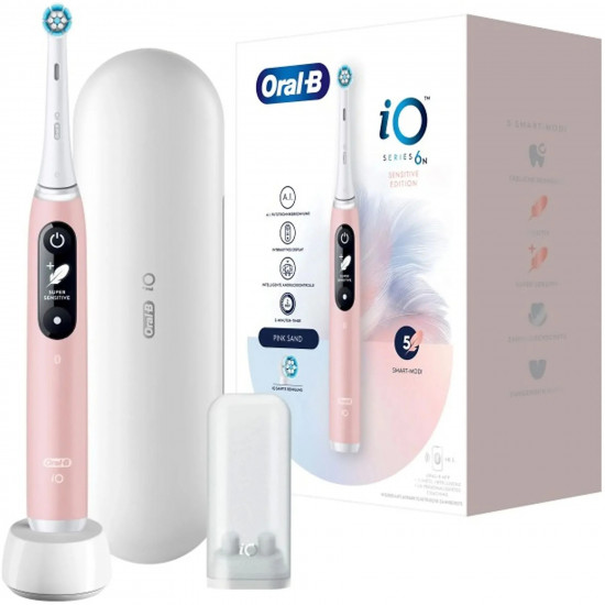 Oral-B Toothbrush + Travel Case | iO6 | Rechargeable | For adults | Number of brush heads included 1 | Number of teeth brushing modes 5 | Pink