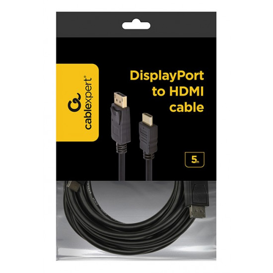 Gembird CC-DP-HDMI-5M DisplayPort to HDMI cable, 5m, black