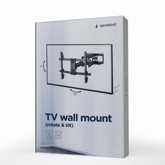 Gembird WM-80ST-02 Full-motion TV wall mount, 37 - 80'' (60 kg)