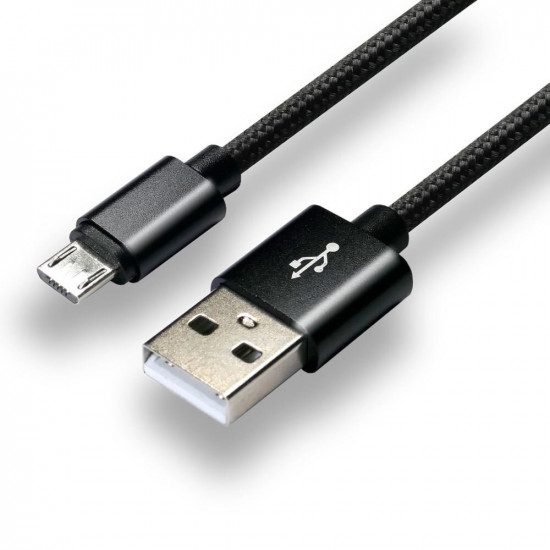 everActive cable micro USB 1m - Black, braided, quick charge, 2,4A - CBB-1MB