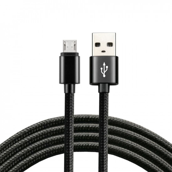 everActive cable micro USB 1m - Black, braided, quick charge, 2,4A - CBB-1MB