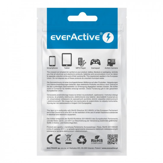 everActive cable USB 1m - White, silicone, quick charge, 2,4A - CBS-1MW