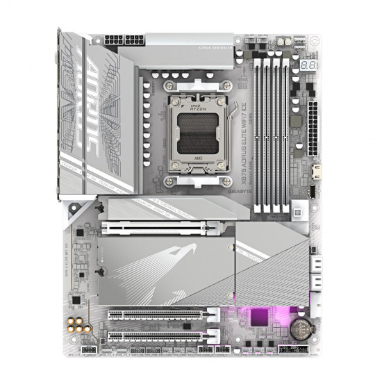 GIGABYTE X870 AORUS ELITE WIFI7 ICE Motherboard - Supports AMD Ryzen 9000 CPUs, 16+2+2 Phases Digital VRM, up to 8200MHz DDR5 (OC), 3xPCIe 5.0 + 1xPCIe 4.0, Wi-Fi 7, 2.5GbE LAN, USB 4