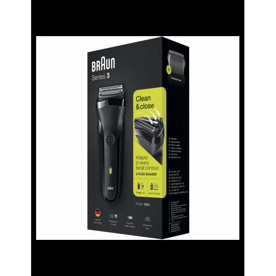 Braun | Shaver | 300s 3-Flex Series 3 | Operating time (max) 20 min | NiMH | Black