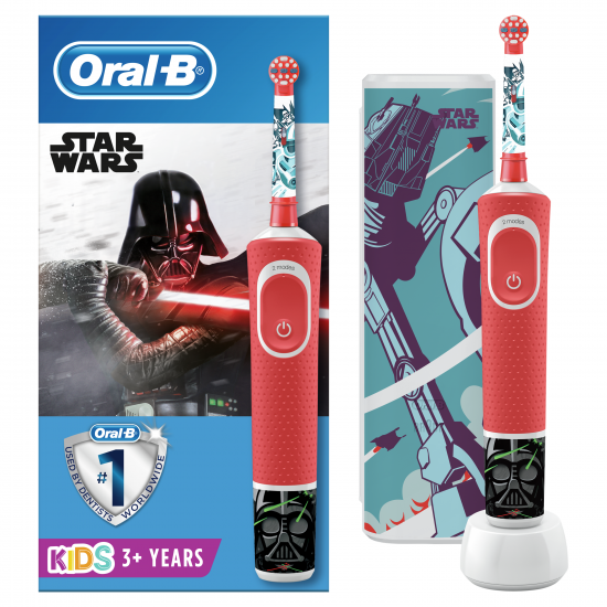 Oral-B | Electric Toothbrush | D100 Vitality Star Wars | Rechargeable | For kids | Number of brush heads included 1 | Number of teeth brushing modes 2 | Red