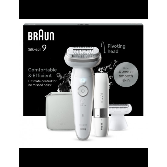 Braun Epilator | SES9-341 Silk-épil 9 | Operating time (max) 50 min | Number of power levels 2 | Wet & Dry | White