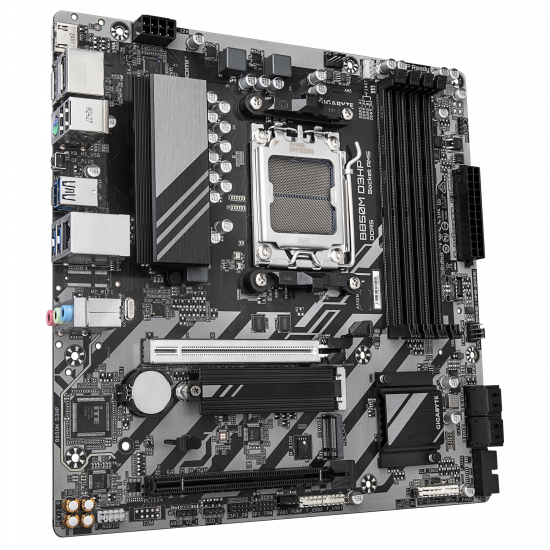 Gigabyte B850M D3HP | Processor family AMD | Processor socket AM5 | DDR5 | Supported hard disk drive interfaces M.2, SATA | Number of SATA connectors 4