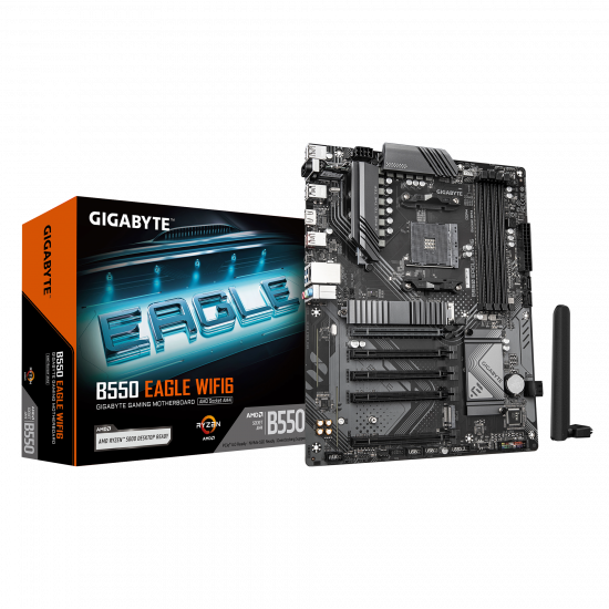 Gigabyte B550 EAGLE WIFI6 | Processor family AMD | Processor socket AM4 | DDR4 | Supported hard disk drive interfaces SATA, M.2 | Number of SATA connectors 4