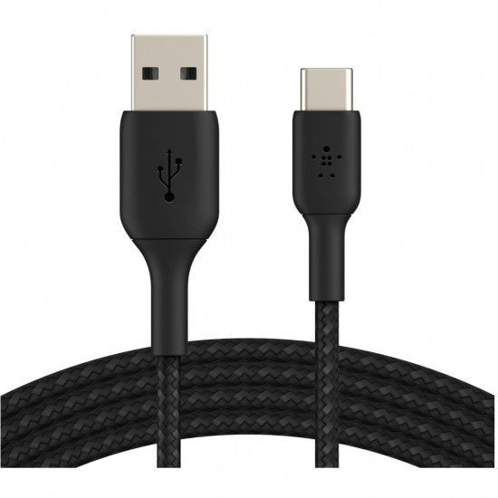 Belkin USB-C/USB-A Kabel ummantelt, 15cm, schwarz