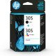 HP 305 2-Pack Tri-color/Black Original Ink Cartridge