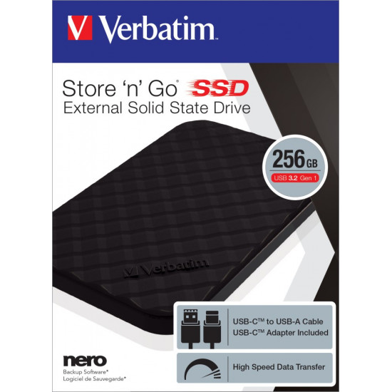 Verbatim Store 'n' Go Portable SSD USB 3.2 GEN 1 256GB