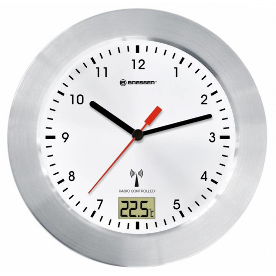 Bresser Optics MYTIME BATH RC Quartz clock Circle Silver, White