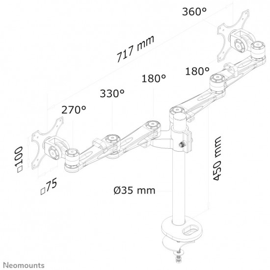 Neomounts Tischhalterung für vier Flachbildschirme bis 27 (69 cm) 6KG FPMA-D935D4