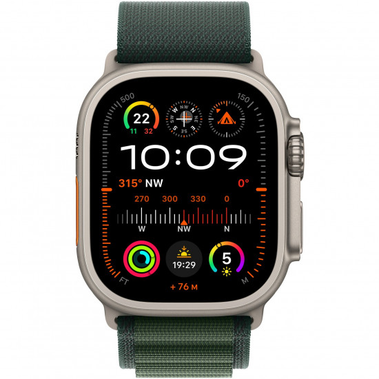 APPLE 49mm Dark Green Alpine Loop - Medium - Natural Titanium Finish