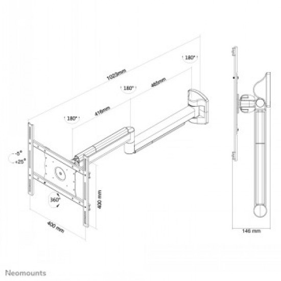 NEWSTAR FLAT SCREEN WALL MOUNT (102 CM LONG) 10-40 WHITE