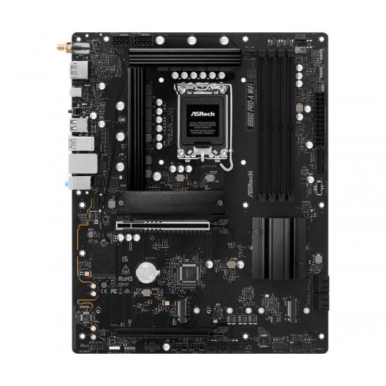 Mainboard|ASROCK|Intel B860 Express|LGA1851|ATX|Memory DDR5|Memory slots 4|1xPCI-Express 4.0 16x|1xPCI-Express 5.0 16x|1xM.2|1xHDMI|1xDisplayPort|1xAudio-In|1xAudio-Out|1xMicrophone|2xUSB 2.0|6xUSB 3.2|1xUSB-C|1xRJ45|B860PRO-AWIFI