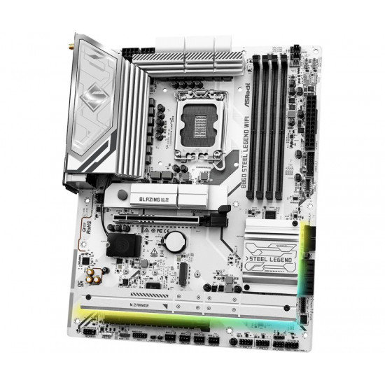 Mainboard|ASROCK|Intel B860 Express|LGA1851|ATX|Memory DDR5|Memory slots 4|1xPCI-Express 4.0 16x|1xPCI-Express 5.0 16x|1xM.2|1xHDMI|1xDisplayPort|1xAudio-Out|1xMicrophone|3xUSB 2.0|6xUSB 3.2|1xUSB-C w/Thunderbolt|1xOptical S/PDIF|1xRJ45|B860STEELLEGENDWIFI