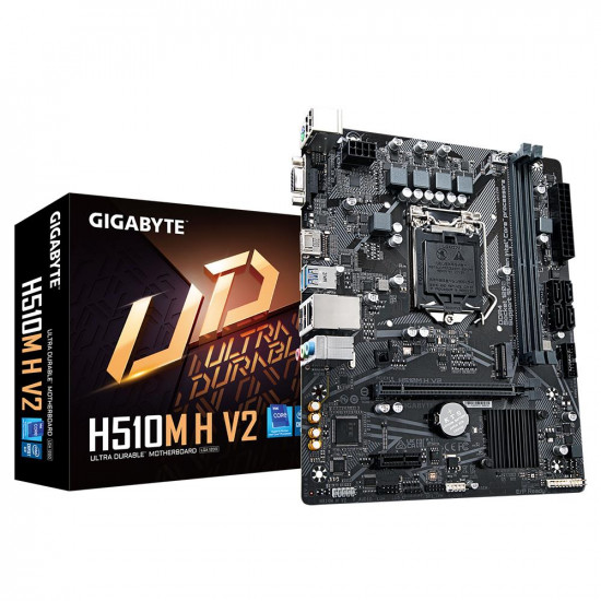 Mainboard|GIGABYTE|Intel Q470 Express|LGA1200|Micro-ATX|Memory DDR4|Memory slots 2|1xPCI-Express 3.0 1x|1xPCI-Express 3.0 16x|1xM.2|1x15pin D-sub|1xHDMI|4xUSB 2.0|2xUSB 3.2|2xPS/2|1xRJ45|3xAudio port|H510MHV22.0