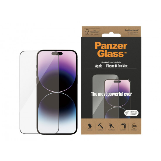 PanzerGlass | Screen protector | Apple | iPhone 14 Pro Max | Glass | Transparent | Ultra-Wide Fit