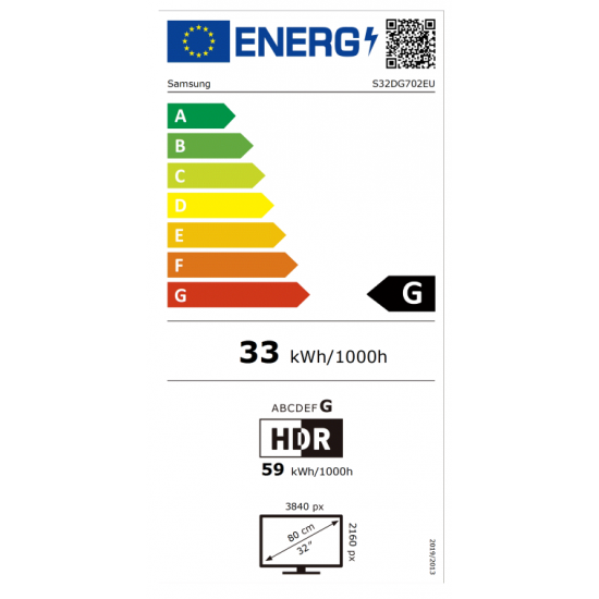 Samsung LS32DG702EUXDU | 32  | IPS | 16:9 | 144 Hz | 1 ms | 350 cd/m² | HDMI ports quantity 2 | Black