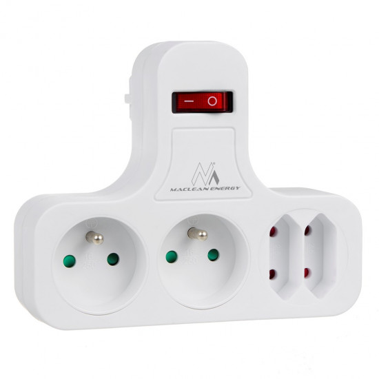 Maclean Energy MCE224 quad socket with switch and stabilizing foot.